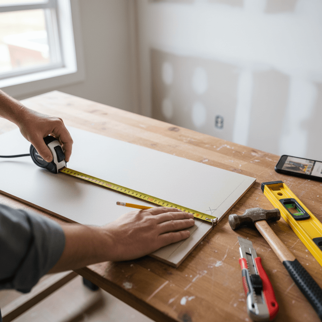 Homeowner reading a step-by-step repair guide on a table