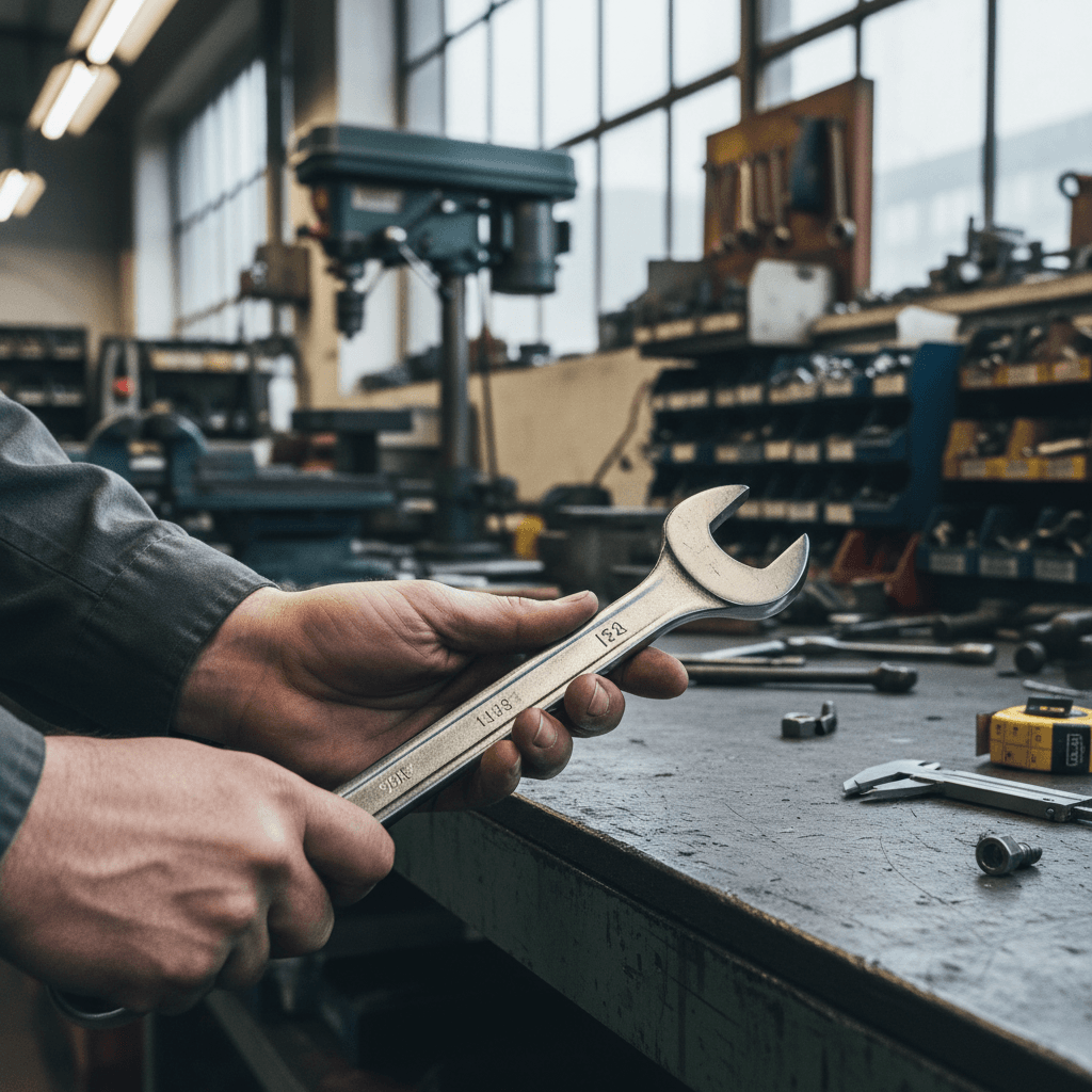 Repair worker following step-by-step instructions while fixing a fixture